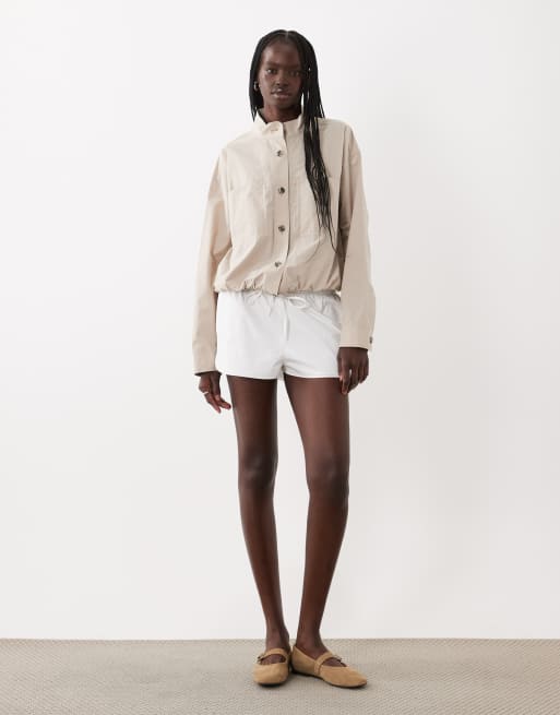 ARKET sporty overshirt i lysebrun bomuld, 2 af 4