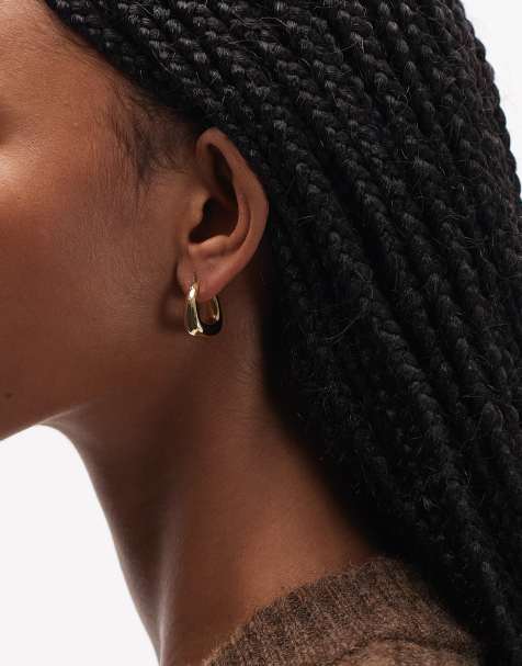 ARKET square hoop earrings in silver in gold plaited brass - view 1