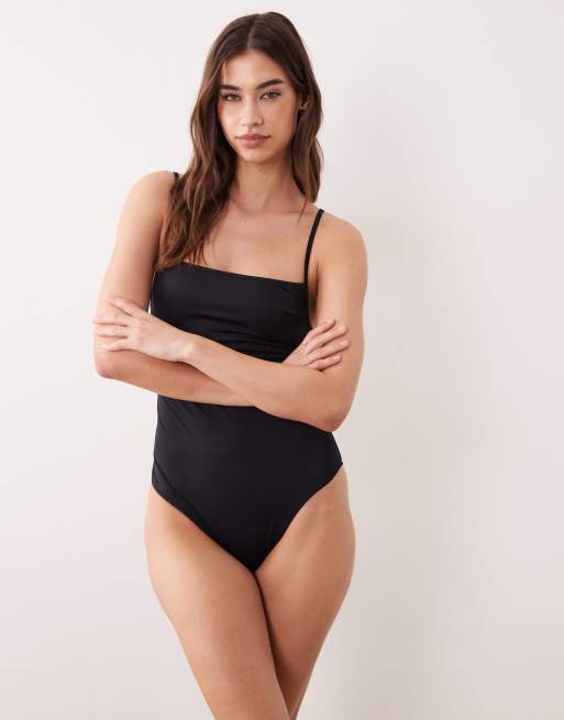 ARKET square neck swimsuit in black, 4 of 4