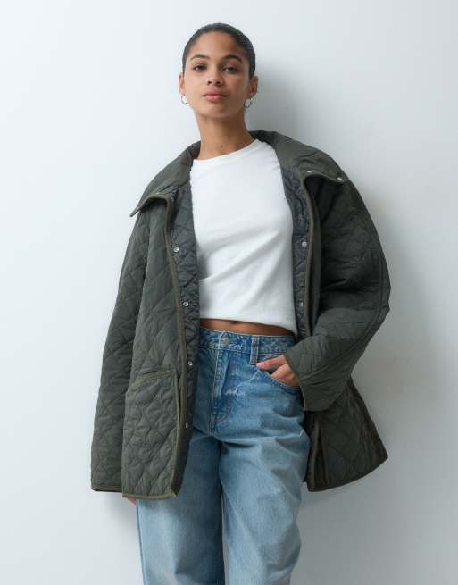ARKET Steppjacke mit Stehkragen in Olivgrün, 3 von 4