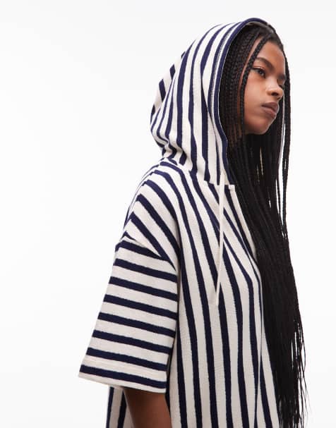 ARKET - Strandhoodie van badstof zonder sluiting in multi strepen - view 1