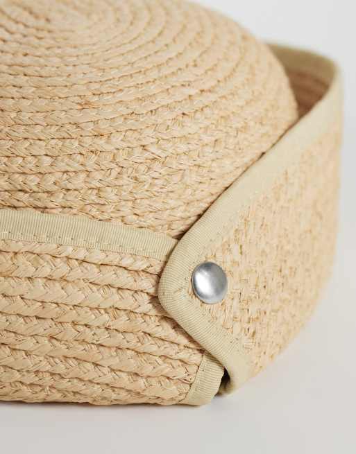 ARKET straw summer hat with metal snap closure in natural beige, 2 of 3