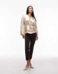 [Arket] ARKET stretch slim leg pants with front seam detail in brown 34 BROWN