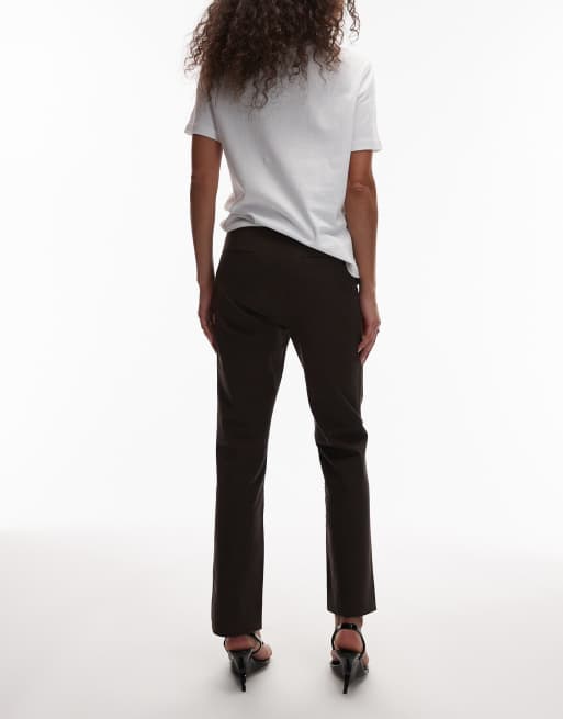 ARKET stretch slim leg pants with front seam detail in brown, 4 of 5