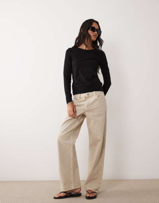 ARKET stretch top met lange mouwen en slim-fit in zwart, 2 van 4