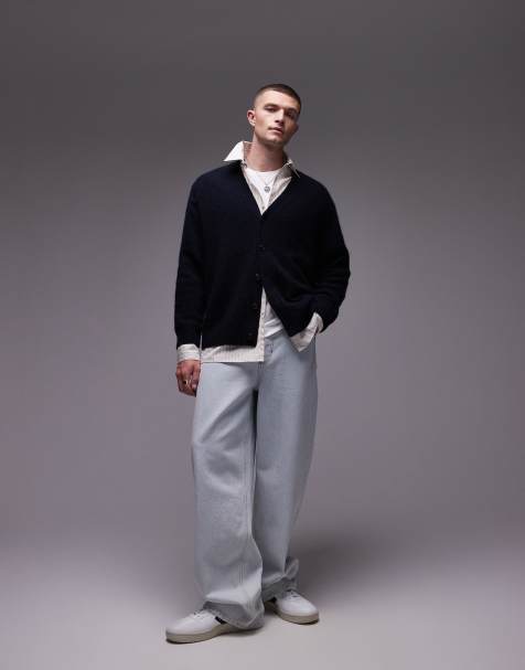 ARKET – Strickjacke aus strukturiertem Alpakawollmix in Marineblau - view 1