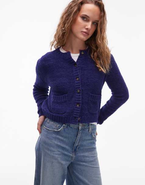ARKET – Strickjacke in Marineblau mit hohem Baumwollanteil und Rundhalsausschnitt - view 1