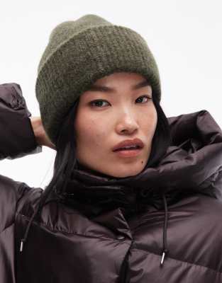 ARKET - Strickmütze aus Alpakawolle und Wolle in dunklem Khaki-Grün