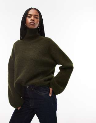 ARKET - Strickpullover aus Alpaka und Wolle in Grün mit Rollkragen