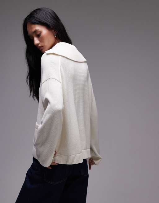 ARKET – Strickpullover in Wollweiß mit großem geknöpftem Kragen, 4 von 4