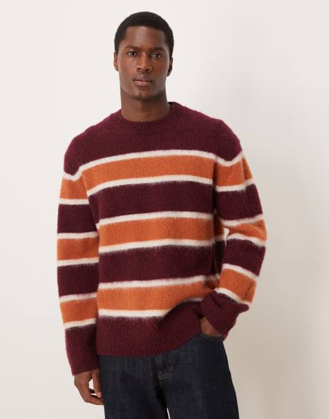 ARKET stripe crew neck jumper in rust orange stripe