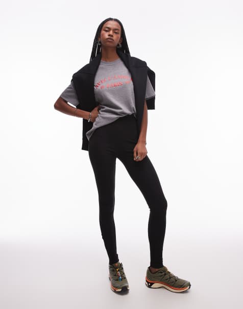 ARKET structured leggings with zip hem detail in black - view 1