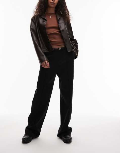 ARKET structured wool mix straight leg tailored trouser in black - view 1