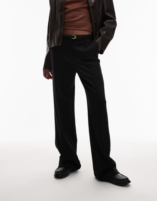 ARKET structured wool mix straight leg tailored trouser in black, 2 of 5