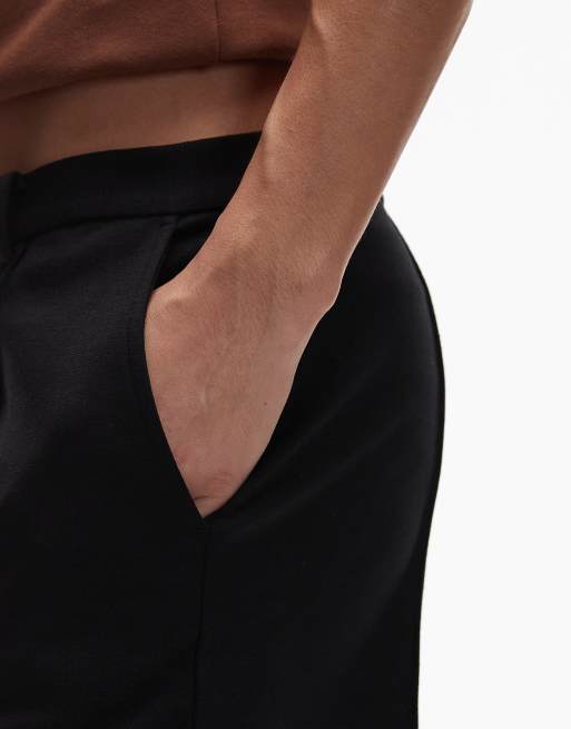 ARKET structured wool mix straight leg tailored trouser in black, 4 of 5
