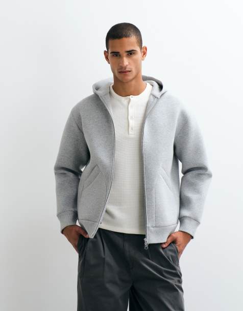 ARKET - sudadera con capucha con cremallera en gris en tejido estilo scuba con mezcla de algodón - view 1