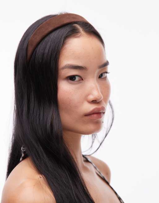 ARKET suede headband in dark red burgundy