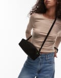 [Arket] ARKET suede leather square cross body bag in black No Size BLACK