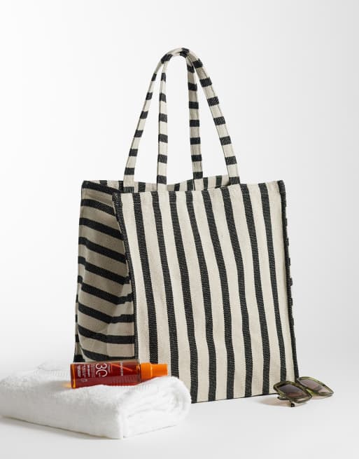 ARKET summer beach tote bag in black stripe, 2 of 4