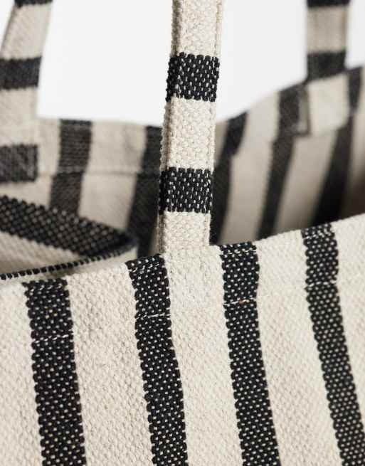 ARKET summer beach tote bag in black stripe, 3 of 4