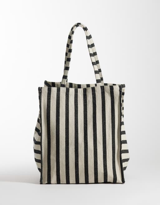 ARKET summer beach tote bag in black stripe, 4 of 4