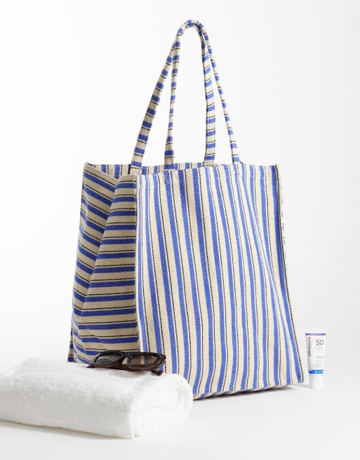 ARKET summer beach tote in blue stripes, 2 of 4