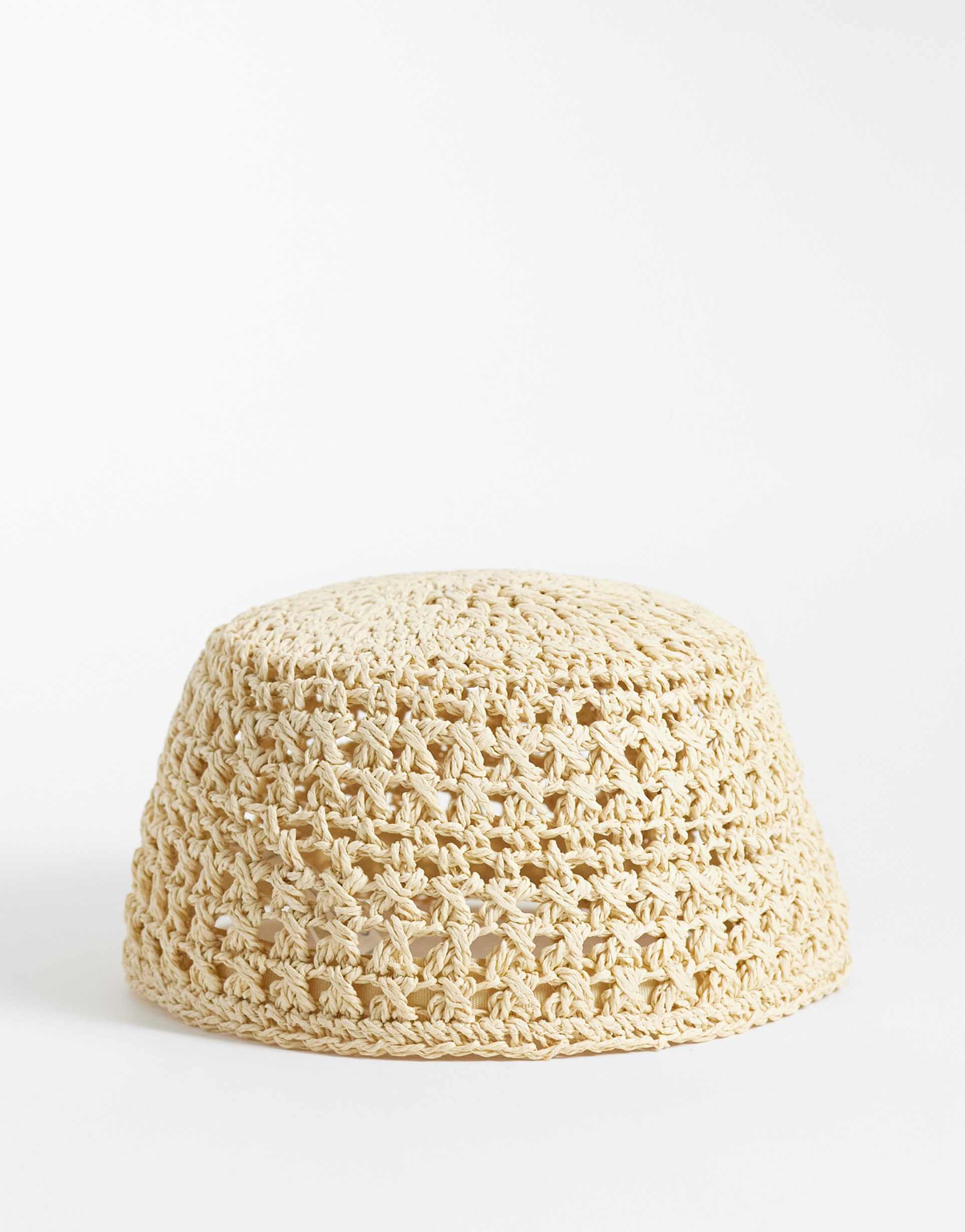 arket summer raffia pillbox hat in natural beige