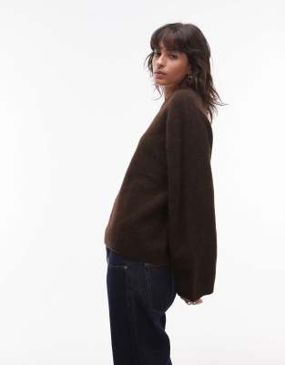 Arket super soft alpaca and wool blend relaxed sweater in brown