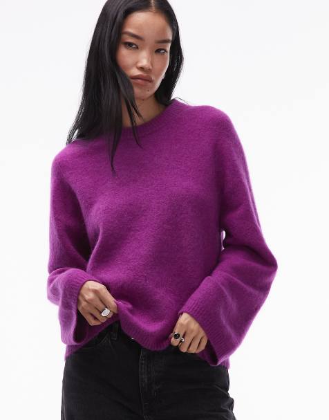 ARKET super soft alpaca and wool blend relaxed sweater in purple - view 1