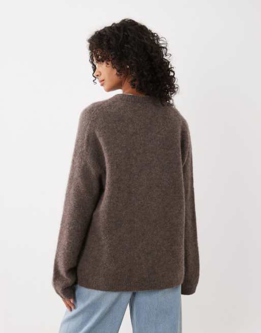 ARKET super soft alpaca and wool relaxed jumper in brown, 3 of 4