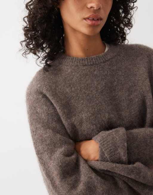 ARKET super soft alpaca and wool relaxed jumper in brown, 4 of 4
