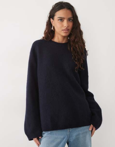 ARKET super soft alpaca and wool relaxed jumper in navy - view 1