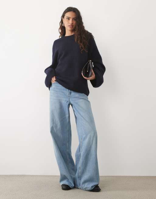 ARKET super soft alpaca and wool relaxed jumper in navy, 3 of 4