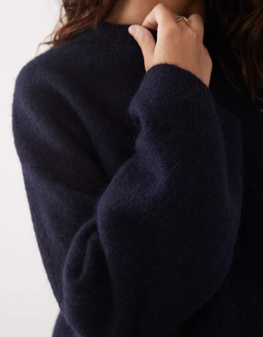 ARKET super soft alpaca and wool relaxed jumper in navy, 4 of 4