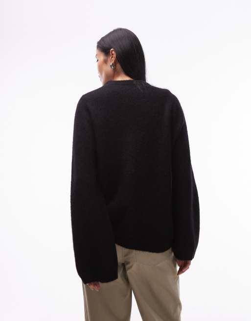 ARKET super soft alpaca and wool relaxed sweater in black