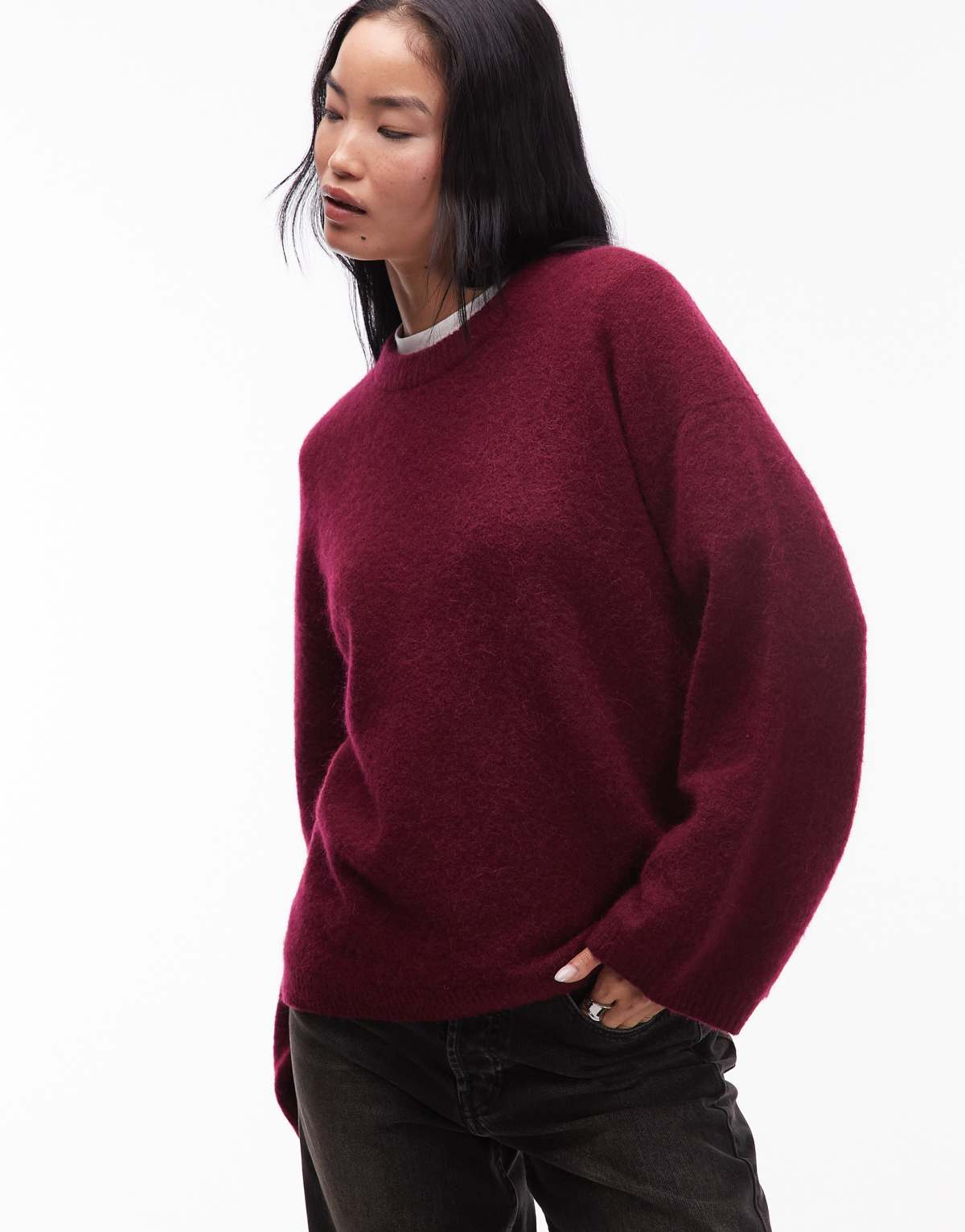 ARKET super soft alpaca and wool relaxed sweater in burgundy