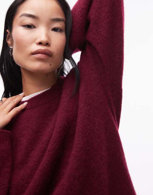 ARKET super soft alpaca and wool relaxed sweater in burgundy