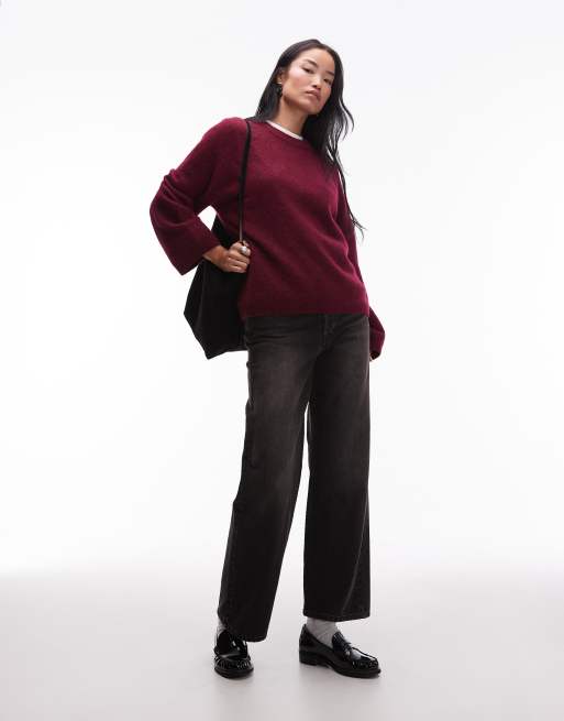 ARKET super soft alpaca and wool relaxed sweater in burgundy