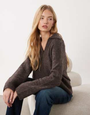 Arket Super Soft Alpaca Wool Blend Polo Sweater In Gray