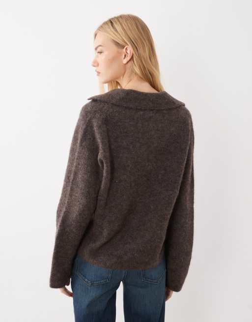 ARKET super soft alpaca wool blend polo sweater in gray, 4 of 4