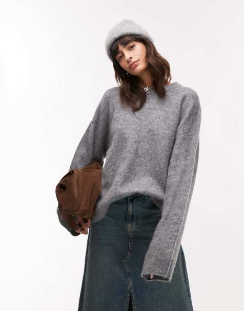 ARKET super soft alpaca wool blend relaxed sweater in gray - view 1