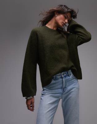 Arket Super Soft Alpaca Wool Blend Relaxed Sweater In Green