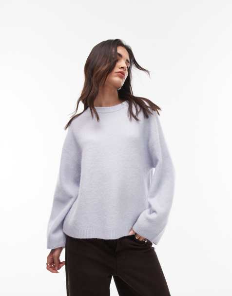 ARKET super soft alpaca wool blend relaxed sweater in light blue - view 1
