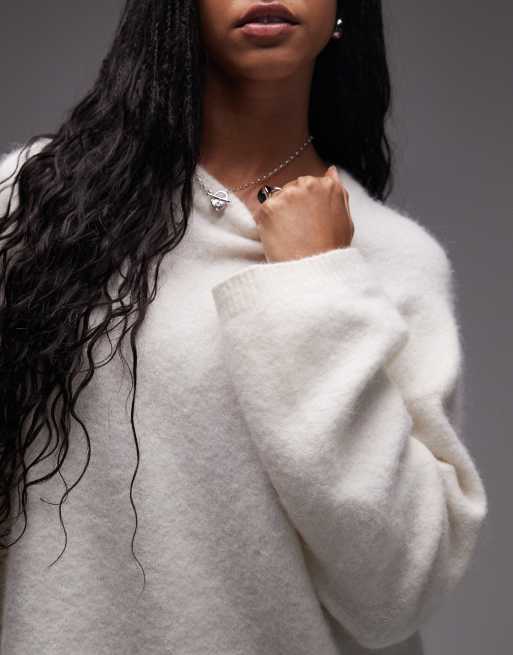 ARKET super soft alpaca wool blend relaxed sweater in off-white