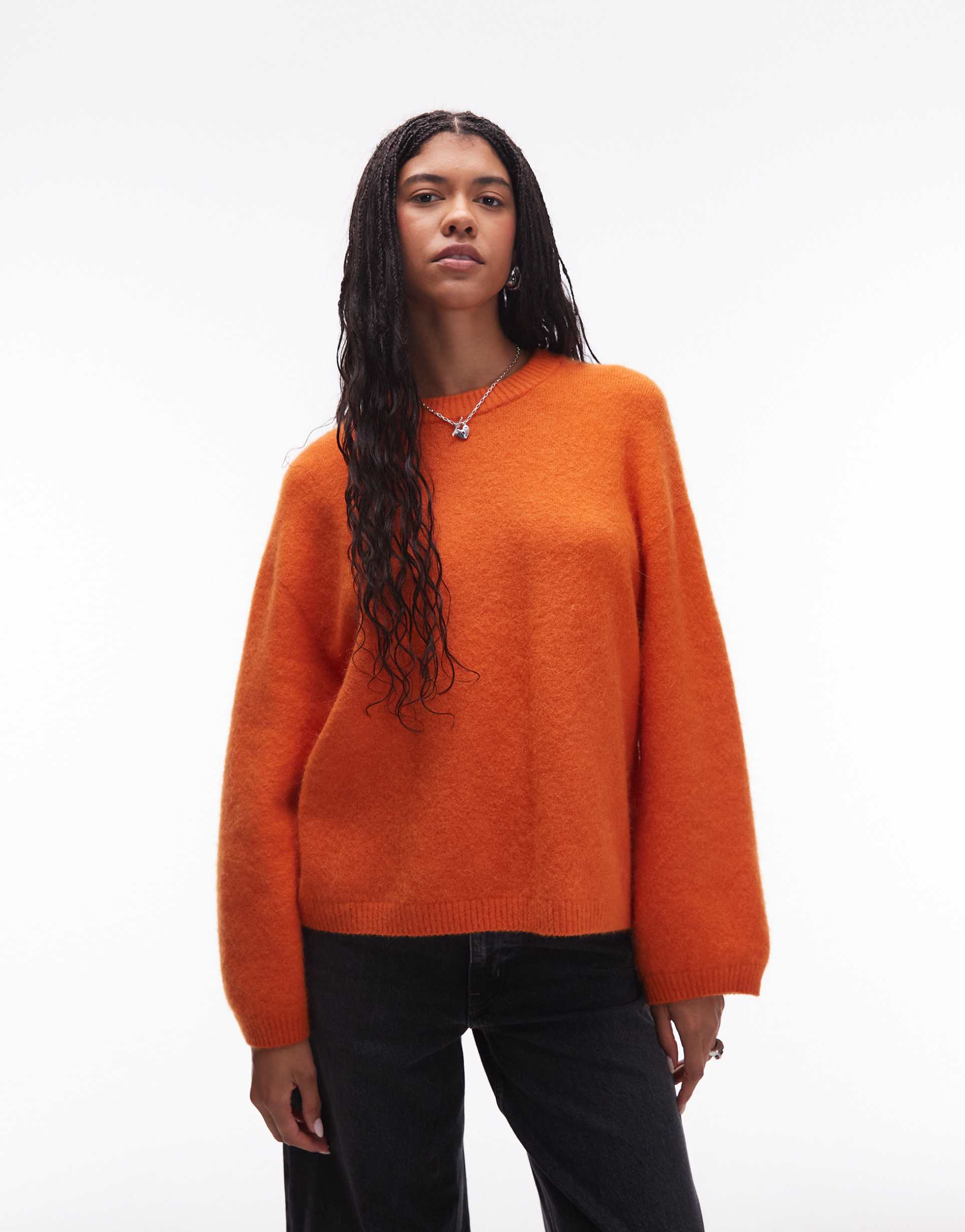 arket super soft alpaca wool blend relaxed sweater in orange