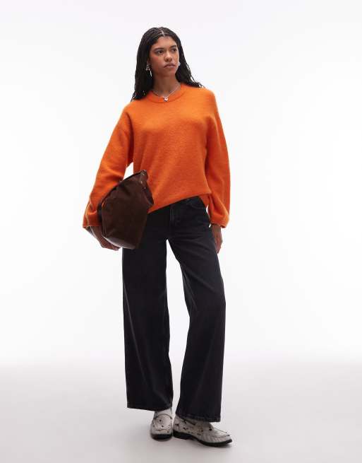 ARKET super soft alpaca wool blend relaxed sweater in orange