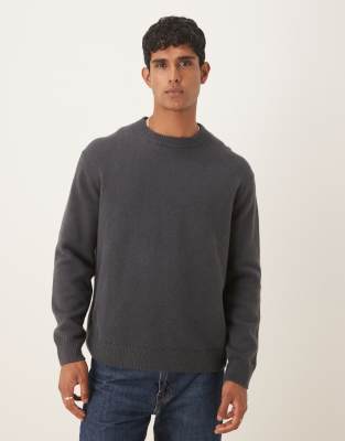 ARKET super soft crew neck knit sweater in washed black