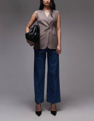 Arket super soft denim wide leg pants with tailored waistband and pleat