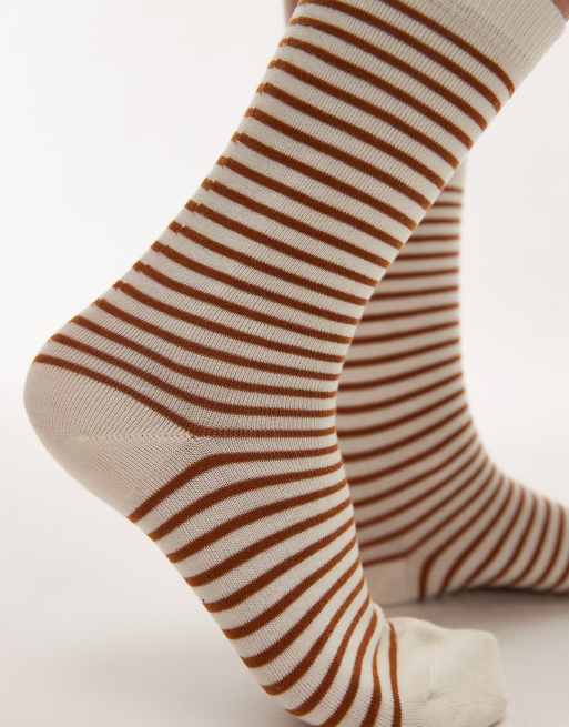 ARKET super soft rib socks in orange stripe | ASOS