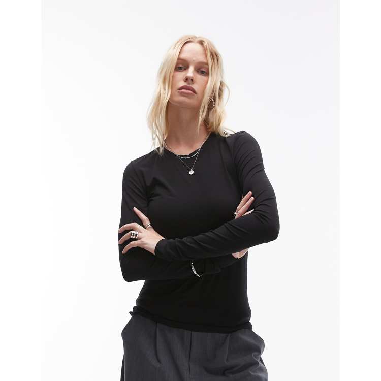 ARKET super stretch jersey close fit top with long sleeves in